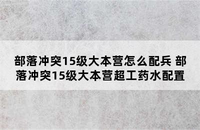 部落冲突15级大本营怎么配兵 部落冲突15级大本营超工药水配置